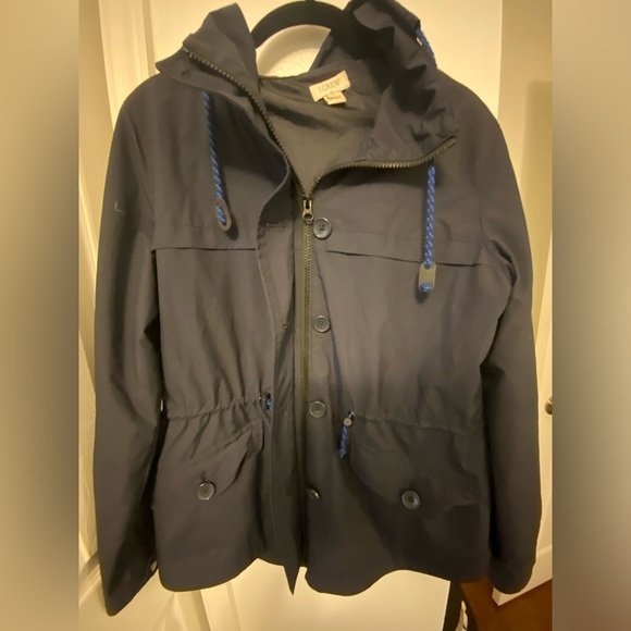 JCrew Blue Zip Up Rain Jacket - Picture 1 of 4